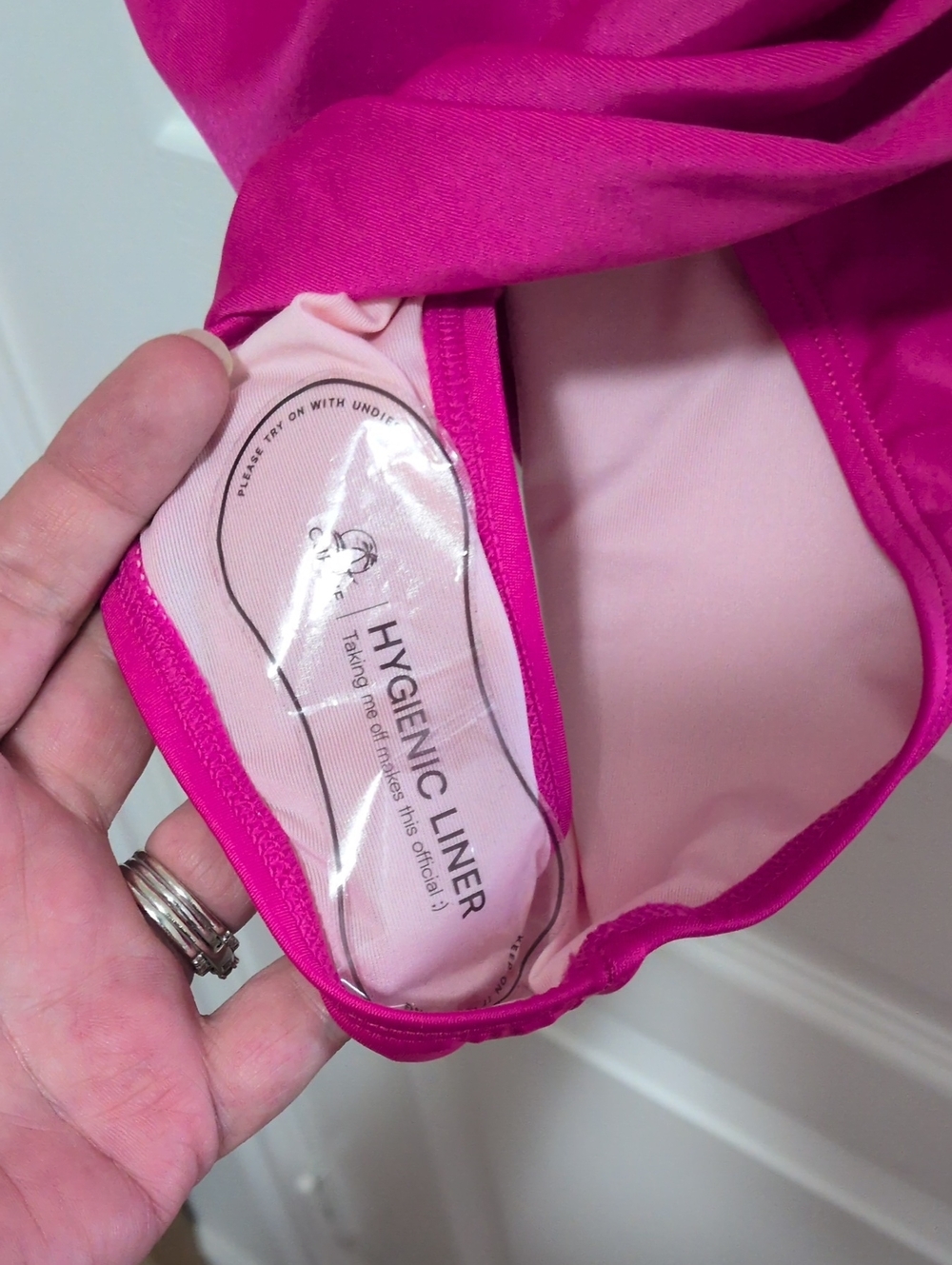 Low Cut V-neck Ruffled Hot Pink Swimsuit - Picture 5 of 6